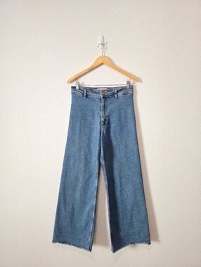Zara High Rise Marine Straight/Wide Leg Jeans 8